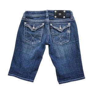 Miss‎ Me Jeans Distressed Rhinestone Bermuda Jean Shorts Size 27